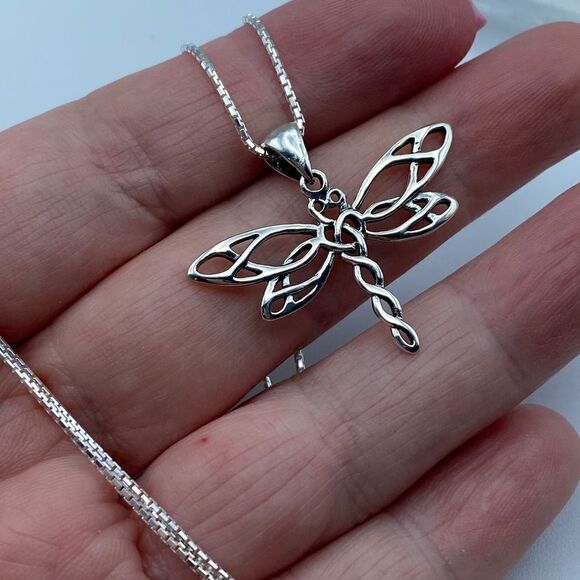 Dragonfly Sterling Silver Necklace, Spiritual - Picture 4 of 6